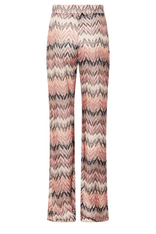 LTS Tall Pink Patterned Crochet Wide Leg Trousers 5