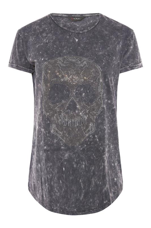 Charcoal Grey Acid Wash Skull T-Shirt_F.jpg