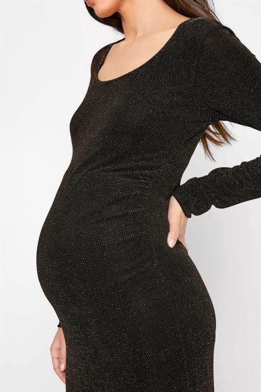 LTS Tall Maternity Black Glitter Tube Midi Dress_D.jpg