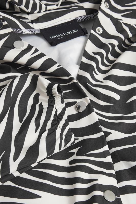 YOURS LUXURY Plus Size Black & White Zebra Print Longline Raincoat | Yours Clothing 7