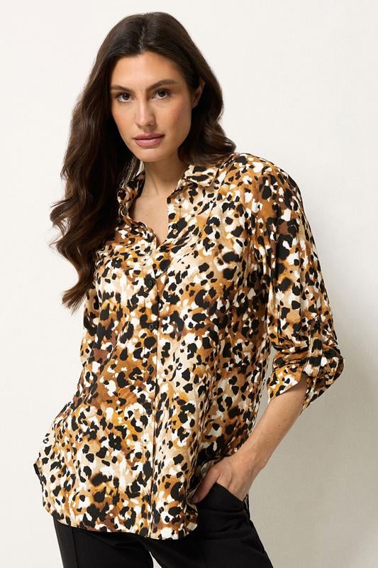  M&Co Chemise marron à imprimé animal abstrait