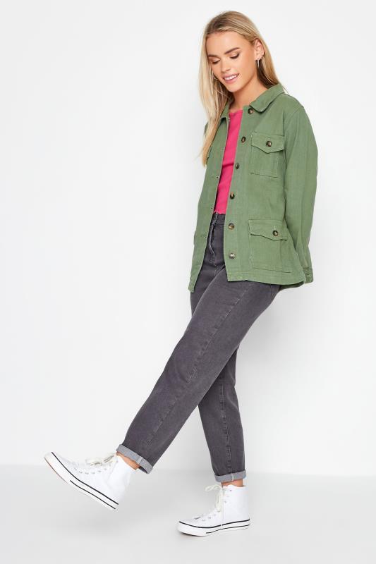 Petite Khaki Green Belted Utilty Jacket | PixieGirl 2