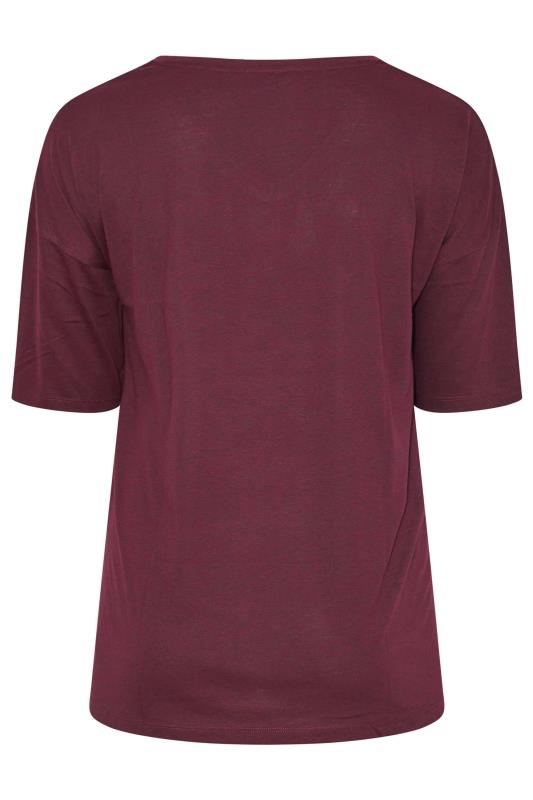 Plus Size Berry Red Marl V-Neck Essential T-Shirt | Yours Clothing  6