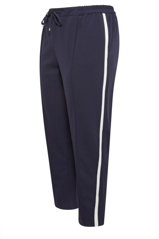 YOURS Plus Size Navy Blue Side Stripe Straight Leg Joggers | Yours Clothing 6