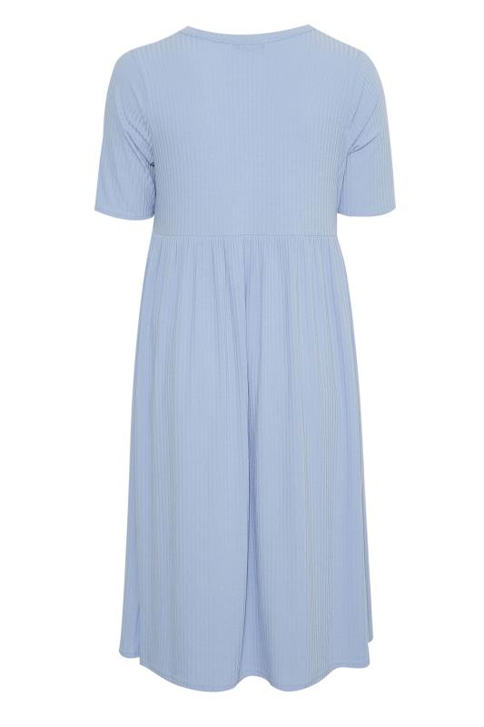 LIMITED COLLECTION Curve Light Blue Ribbed Peplum Midi Dress 7