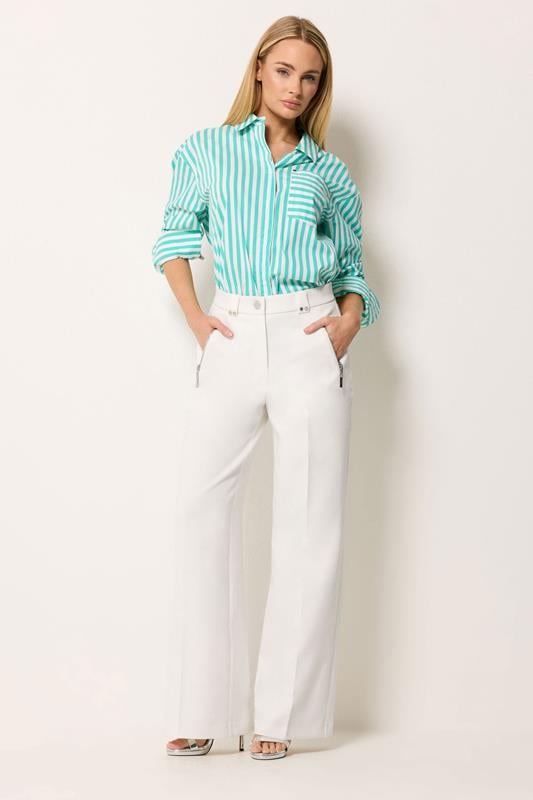  STAR White Tailored Wide Leg Trousers