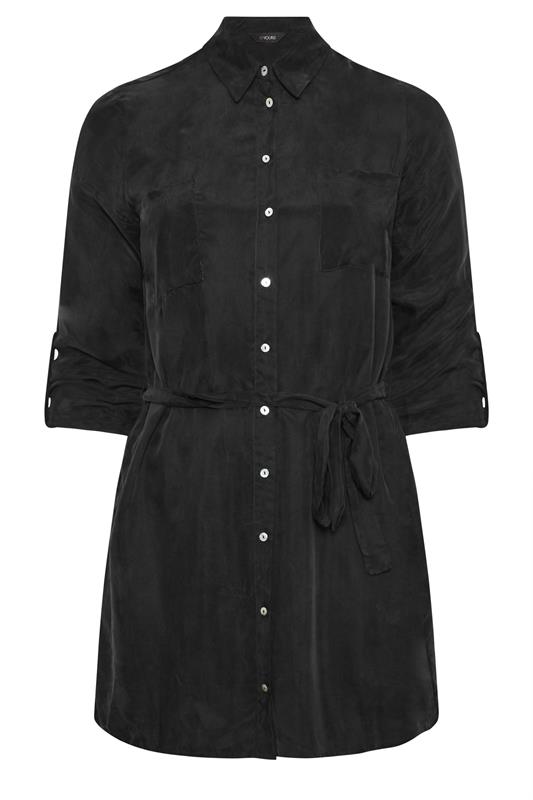 YOURS Plus Size Black Belted Tunic Shirt | Yours Clothing 5