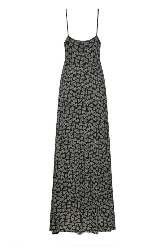LTS Tall Black Heart Print Plunge Strappy Maxi Dress 7