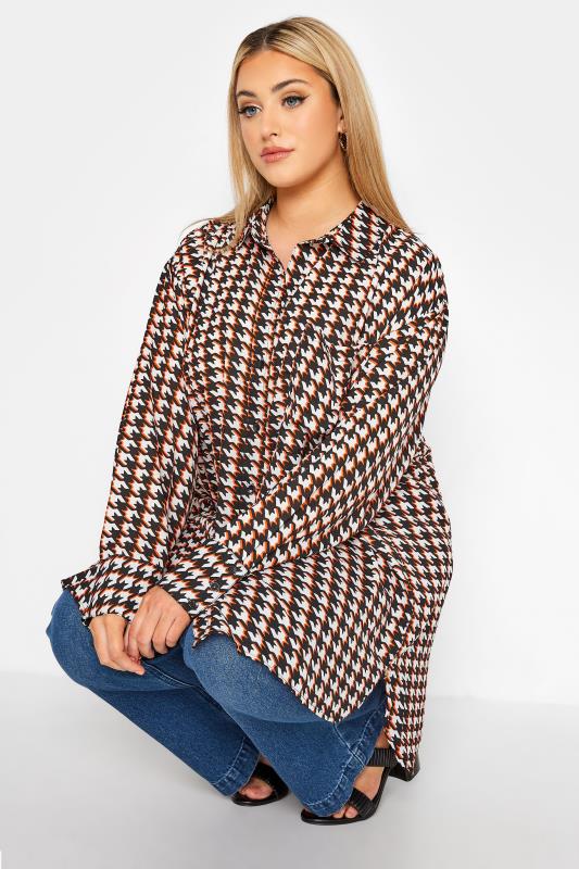 LIMITED COLLECTION Curve Black Dogtooth Check Oversized Shirt_D.jpg