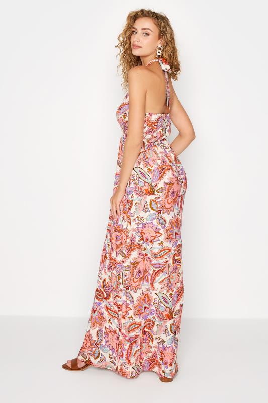 LTS Tall Women's Pink Paisley Print Halter Neck Maxi Dress | Long Tall Sally 4