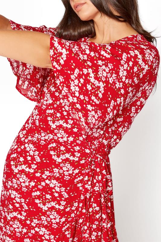 LTS Maternity Red & Pink Floral Wrap Dress | Long Tall Sally 4