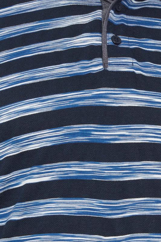 BadRhino Big & Tall Navy Blue Stripe Print Polo Shirt | BadRhino 3