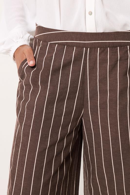 M&Co Chocolate Brown Stripe Wide Leg Trousers | M&Co 4