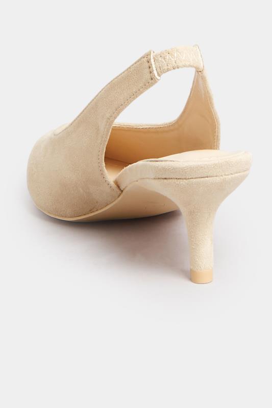 PixieGirl Nude Slingback Kitten Heel Court Shoes In Standard Fit | PixieGirl 4