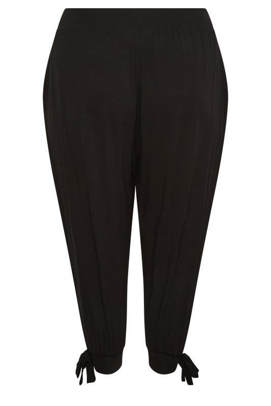 YOURS Plus Size Curve Black Split Tie Hem Cropped Harem Trousers | Yours Clothing  7