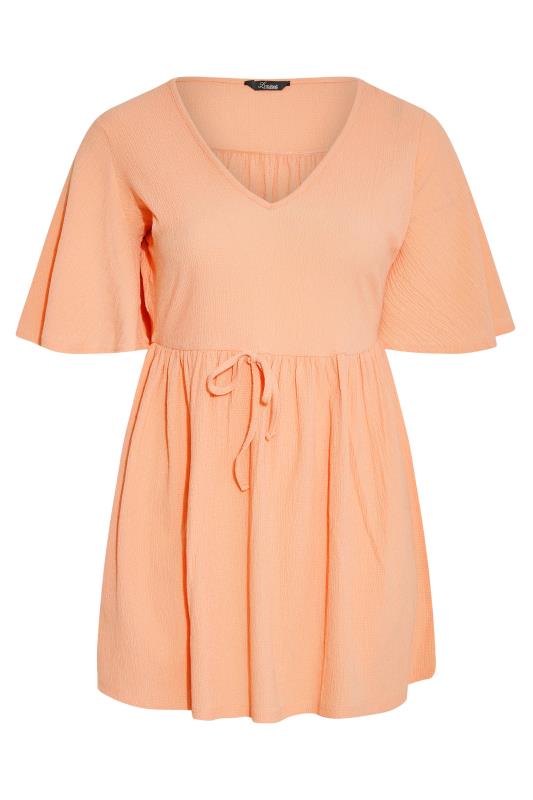 LIMITED COLLECTION Curve Coral Orange Tie Waist Crinkle Top_X.jpg