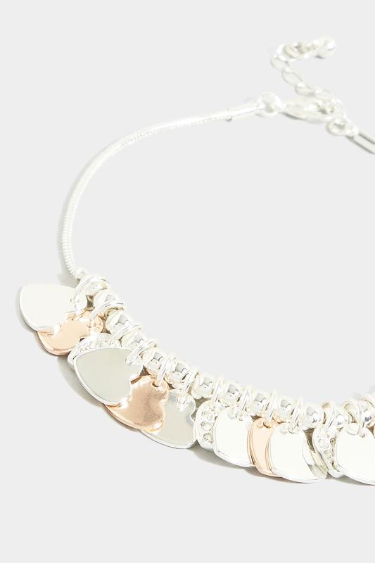 Plus Size Silver Tone Mixed Heart Charm Bracelet | Yours Clothing 3