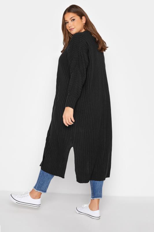 Curve Black Ribbed Knitted Maxi Cardigan 3