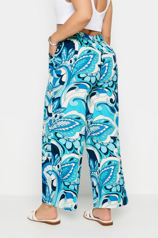 LIMITED COLLECTION Plus Size Blue Abstract Print Drawstring Wide Leg Trousers | Yours Clothing 4