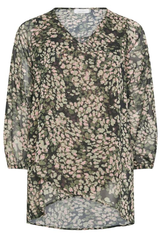 YOURS LONDON Plus Size Green & Pink Animal Print Longline Blouse | Yours Clothing 5