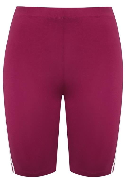 YOURS ACTIVE Plus Size Red Side Contrast Stripe Shorts | Yours Clothing 5