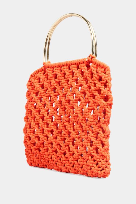  Orange Crochet Handle Bag