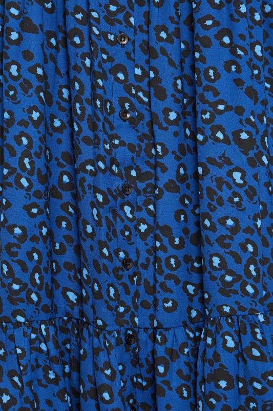 YOURS Plus Size Blue Leopard Print Button Through Midi Dress | Yours Clothing 5