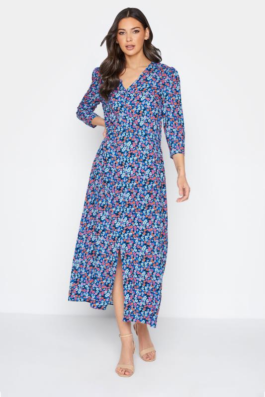 Tall Women's LTS Blue Floral Print Midaxi Tea Dress | Long Tall Sally 1