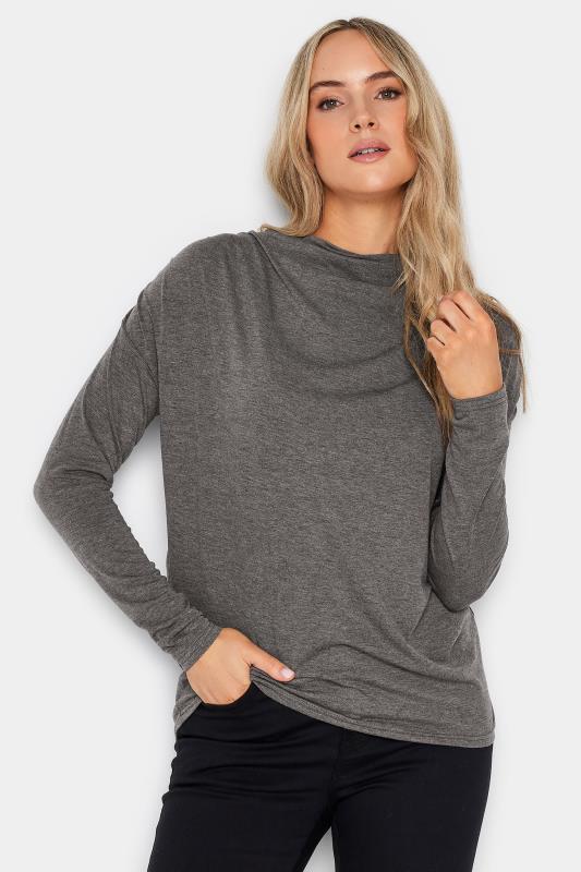 Tall  LTS Tall Charcoal Grey Ruched Neck Top