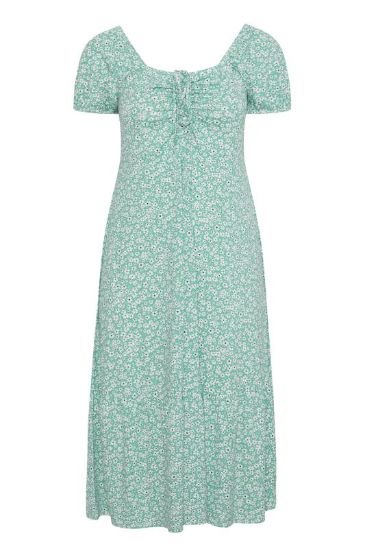 Curve Sage Green Floral Ruched Midaxi Dress 6