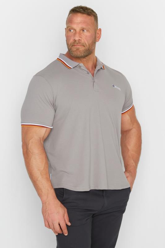  dla puszystych LAMBRETTA Big & Tall Grey Tipped Polo Shirt