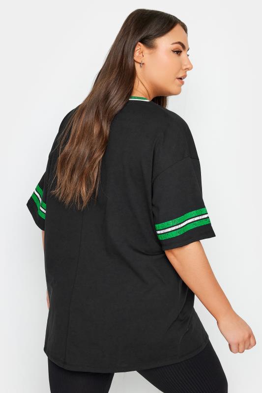 YOURS Plus Size Black 'Los Angeles' Slogan Varsity T-Shirt | Yours Clothing 4