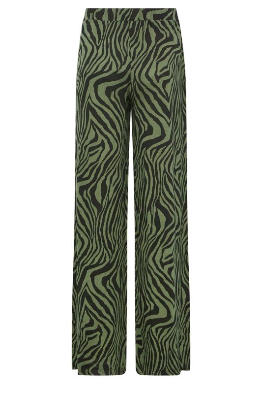 LTS Tall Khaki Green Zebra Print Wide Leg Trousers | Long Tall Sally  6