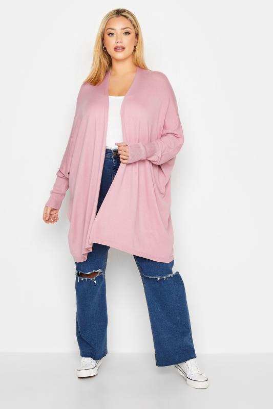 YOURS Plus Size Pink Batwing Sleeve Cardigan | Yours Clothing 2