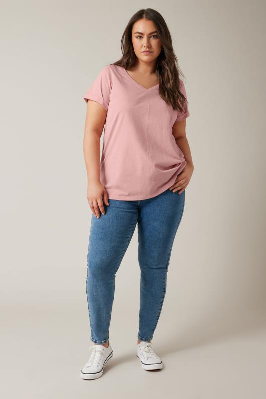 EVANS Plus Size Pink Pure Cotton T-Shirt | Yours Curve 3