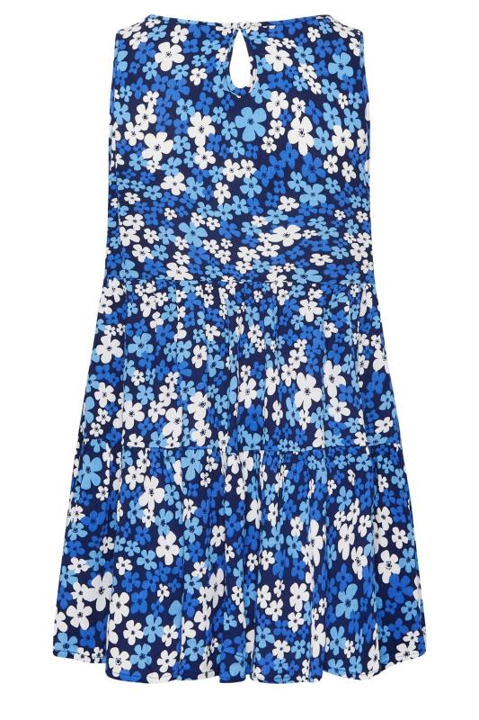 YOURS Plus Size Blue Floral Print Crinkle Vest Top | Yours Clothing 7