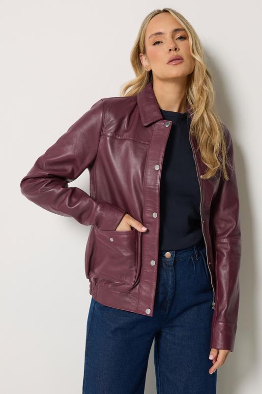  LTS PREMIUM Tall Burgundy Red Leather Bomber Jacket