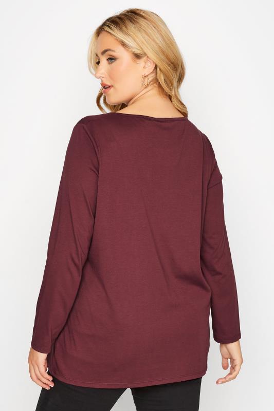 Plus Size Berry Red Long Sleeve T-Shirt | Yours Clothing 3