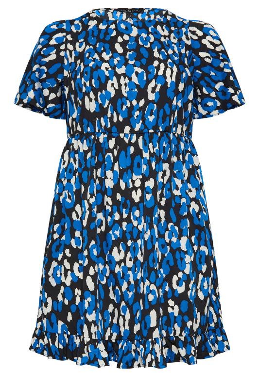 LIMITED COLLECTION Curve Plus Size Blue Leopard Print Mini Dress | Yours Clothing  6