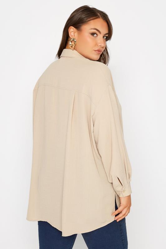 YOURS LONDON Curve Beige Brown Oversized Shirt 3