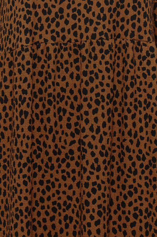 Plus Size Brown & Black Animal Print Frill Midi Dress | Yours Clothing 6