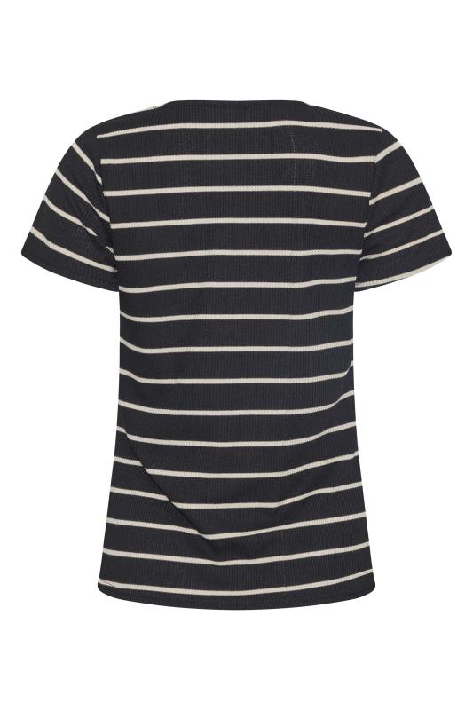 Petite Black Stripe Print Ruched Front T-Shirt | PixieGirl 7