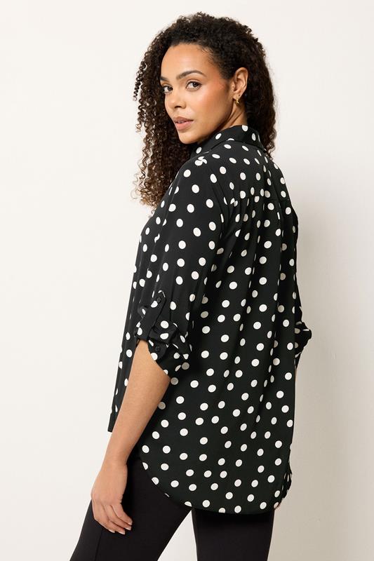 M&Co Black Polka Dot Tab Sleeve Shirt 2
