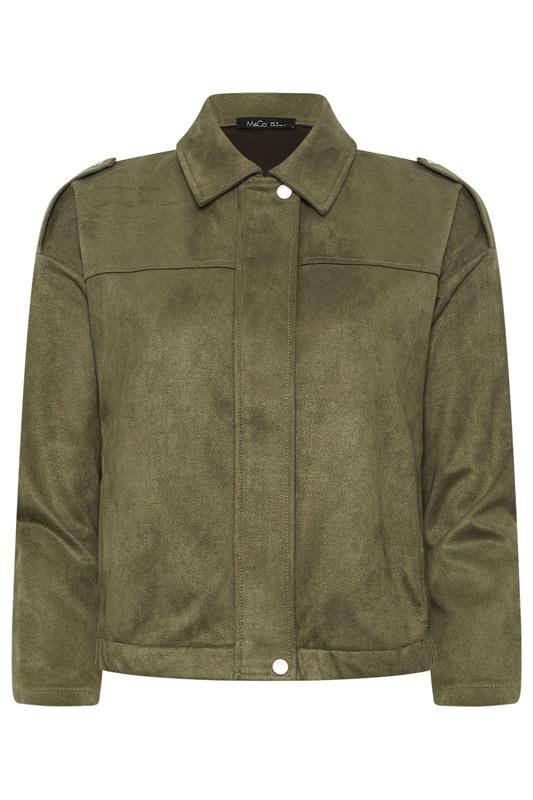 M&Co Petite Khaki Green Faux Suede Bomber Jacket | M&Co 6