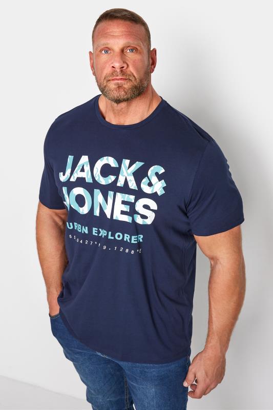 JACK & JONES Big & Tall Navy Blue Booster T-Shirt 1