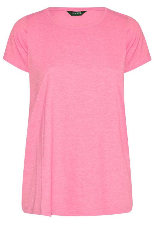 Curve Pink Marl Short Sleeve Basic T-Shirt_F.jpg