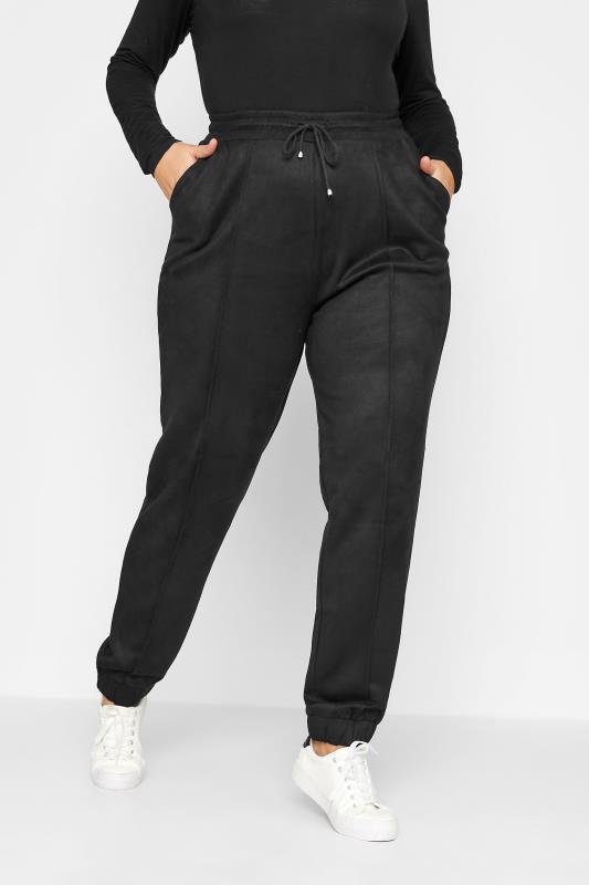  Grande Taille LTS Tall Black Faux Suede Stretch Joggers