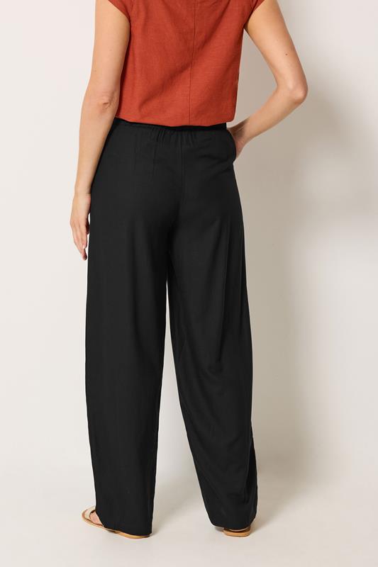 LTS Tall Women's Black Linen Barrel Leg Trousers | Long Tall Sally 2