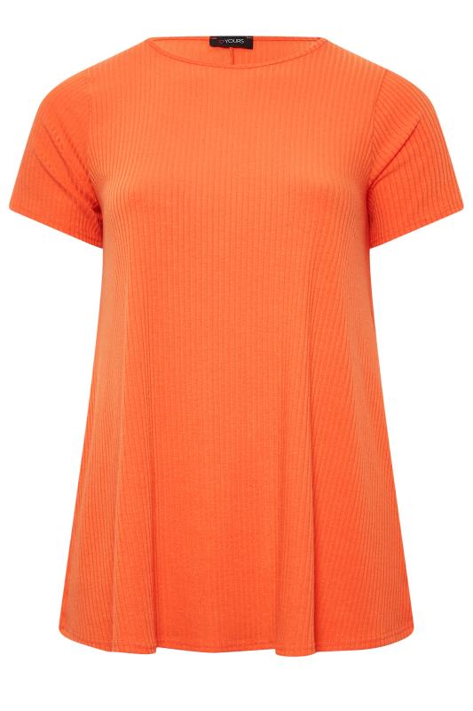 Plus Size Orange Ribbed Swing Top | Yours Clothing 5