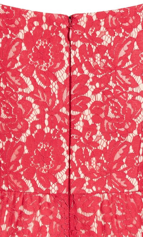 Evans Pink Floral Lace Cold Shoulder Midi Dress 7